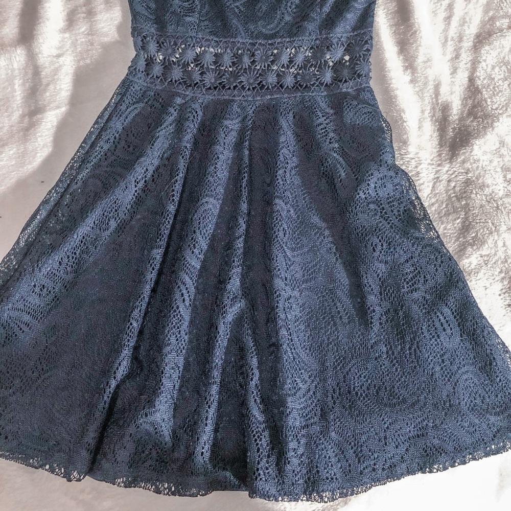 Navy blue lace dress with cutouts